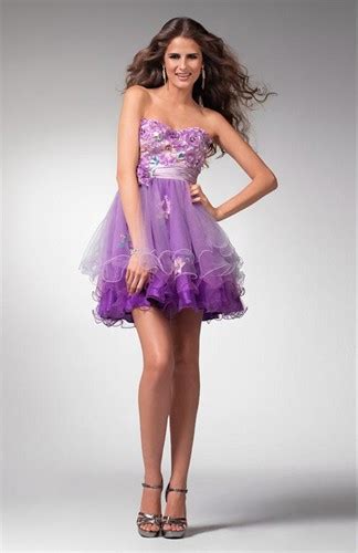 Clarisse Prom Dresses 1561 Purple Short Formal Dress With Tiered