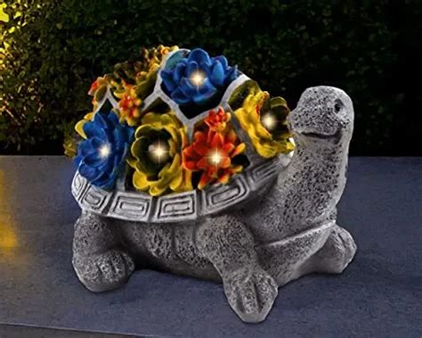 Jlxtreme Turtle Statue Solar Powered Garden Decor With Led Lights