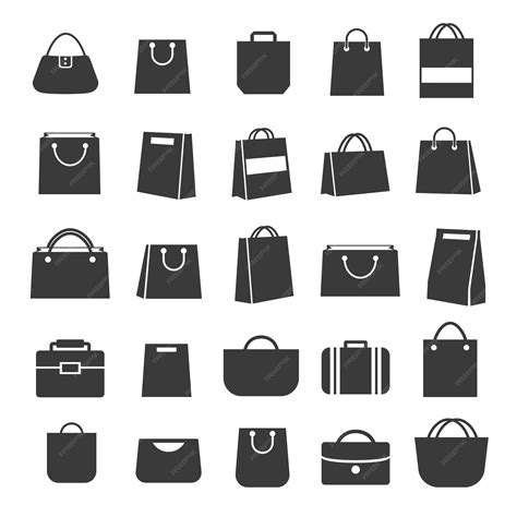 Premium Vector Set Of Shopping Bag Icons Black Color And Flat Style