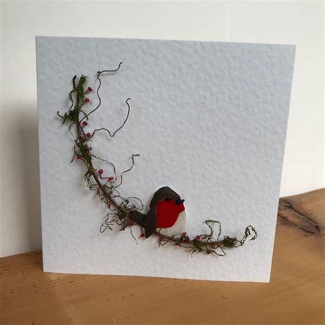 Unique And Elegant Handmade Christmas Card Robin On A Etsy Uk Handmade Christmas Christmas