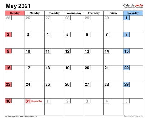 May 2021 Calendar Printable Vertical May 2021 Calendar Free Printable