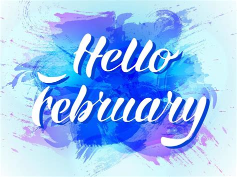 Vector Illustration Hello February Handdrown Lettering On Abstract