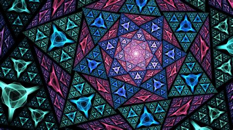 Abstract Multicolor Fractals Patterns Artwork Triangles