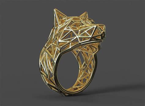 3d Print Model Low Poly Wolf Ring Cgtrader