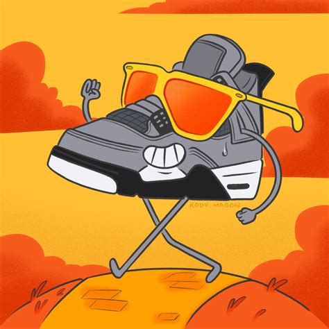 Air Jordan Iv Cool Grey Sneaker Art Cartoon By Kody Mason