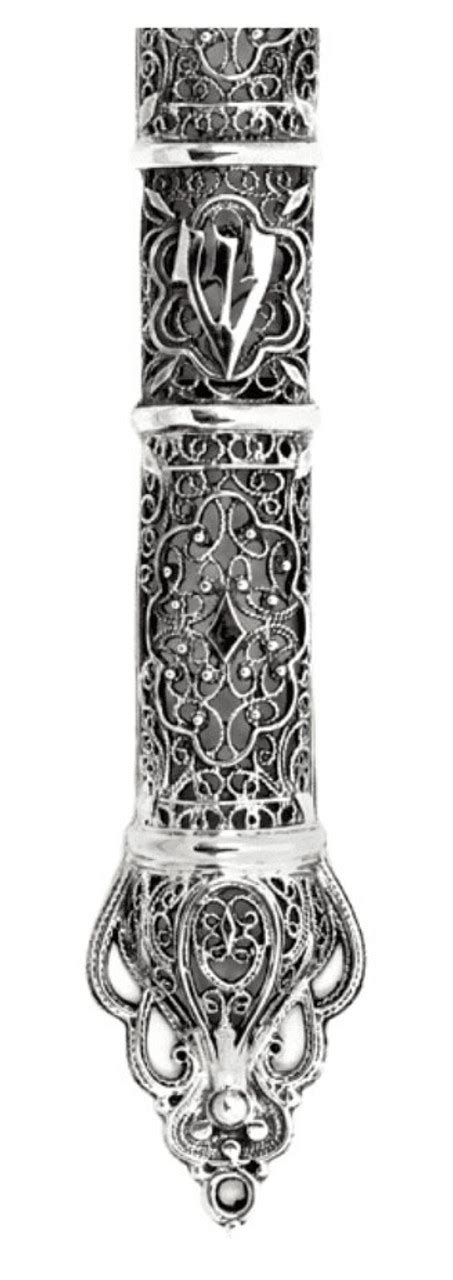 Extra Large Sterling Silver Filigree Mezuzah Case Your Holy Land Store