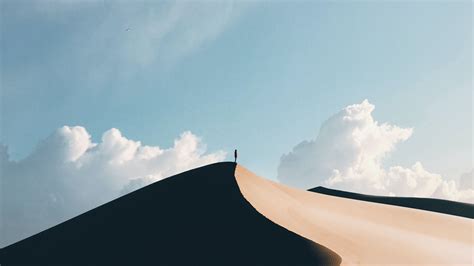 Desert Dunes Minimalism Silhouette Sand Lonely 4k Hd Wallpaper