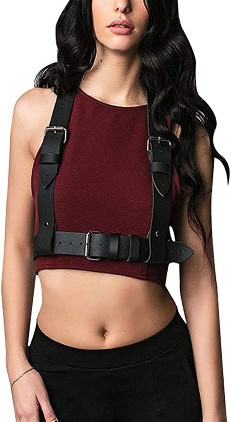 Womens Leather Harness Punk Body Chest Straps Waist Belts Caged
