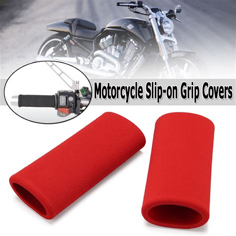 Motorcycle Handlebar Grip Cover Slip On Foam Anti Vibration Comfort Red