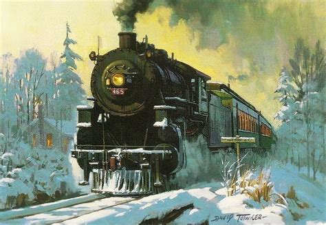 Winter Steam Passenger Train Railroad Art Train Art