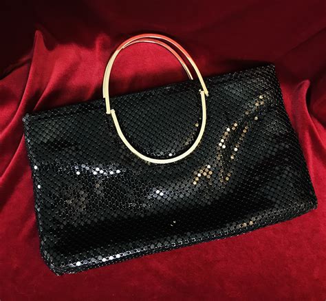 Vintage Black Metal Mesh Handbag Purse With Gold O Ring Handle Etsy
