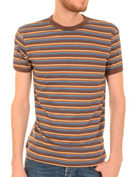 Run And Fly Brown Striped 60s Style T Shirt