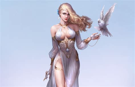 Wallpaper Fantasy Art Fantasy Girl Big Boobs Long Hair Simple