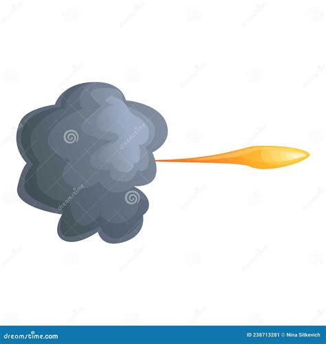 Gun Flash Smoke Icon Cartoon Vector Shot Effect Stock Vector