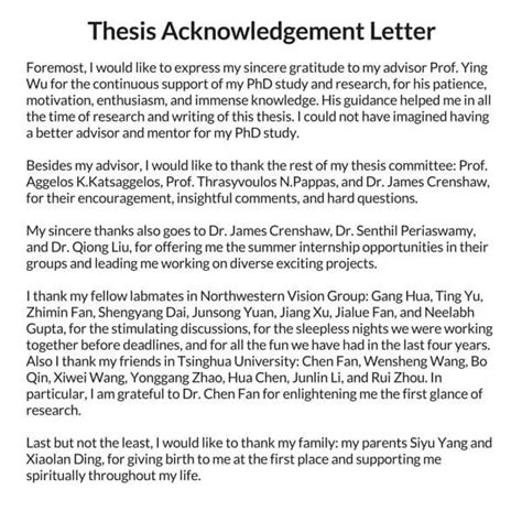 Acknowledgement In Thesis Example Acknowledgements For Thesis And