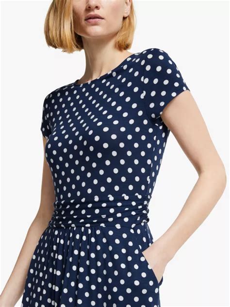 Boden Amelie Polka Dot Midi Dress Navy 8