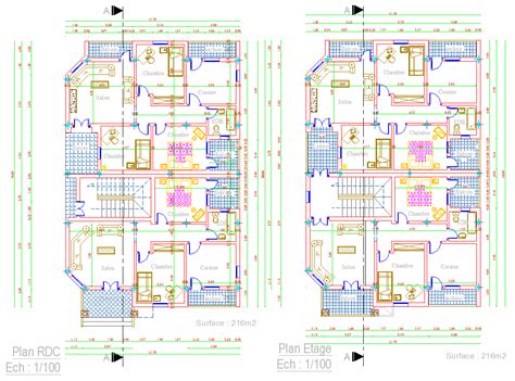 Twin House Layout Plan Dwg File Cadbull