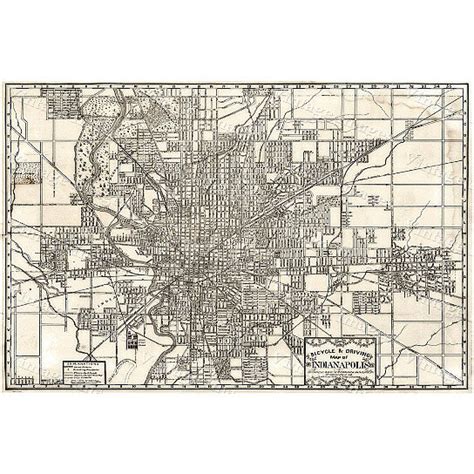 Buy Indianapolis Bicycle Map Large 1899 Vintage Historic Indianapolis