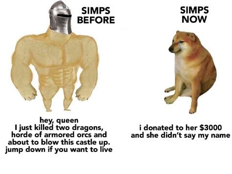 Simps Before Simps Now Swole Doge Vs Cheems Know Your Meme