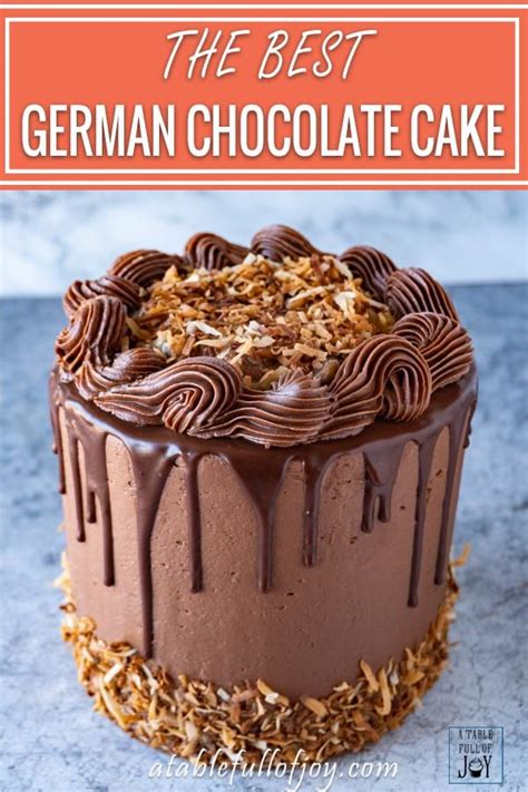 Despite its name, german chocolate cake is an american invention, a decadent dessert consisting of three interspersed layers of buttermilk sponge and chocolate, combined with desiccated coconut and peanuts. The BEST German Chocolate Cake Recipe • A Table Full Of ...