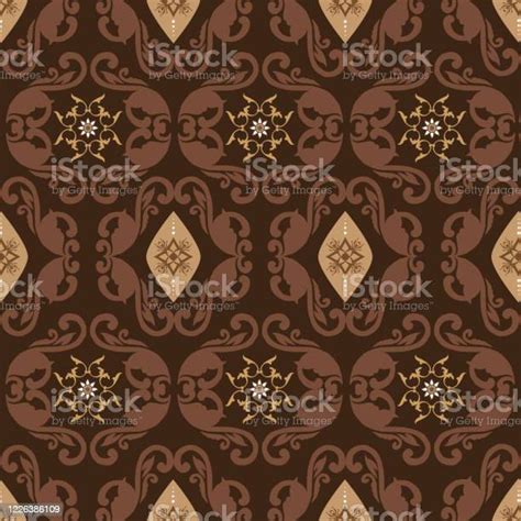 Unique Flower Pattern Design On Javanese Batik With Dark Brown Color