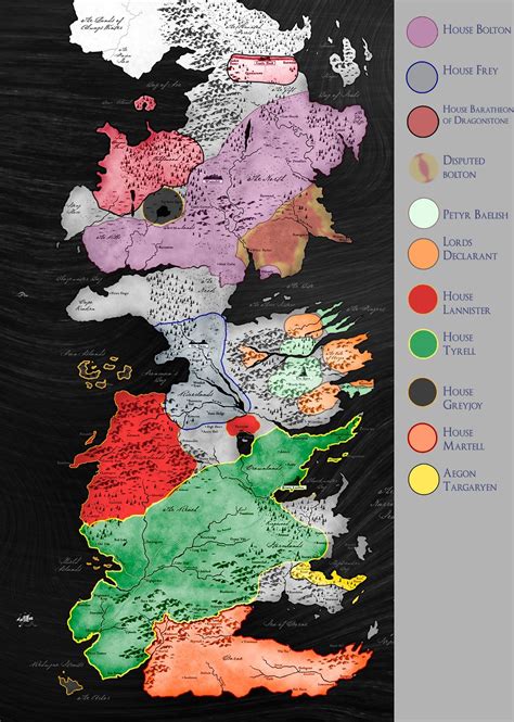 Current Political Map Of Westeros Westeros Map Game Of Thrones Map Game