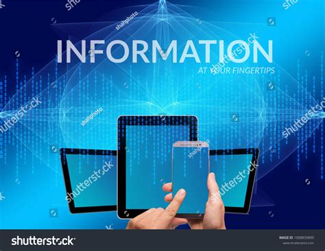 Technology Quotes Information Your Fingertips Over Stock Photo