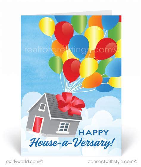 Happy Birthday To Your House Anniversary Cards For Realtors Swirly