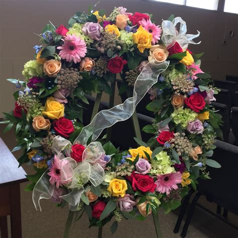 Multi Colored Funeral Wreath In Concord Ca Full Bloom