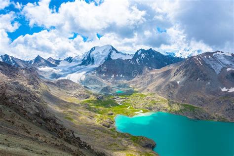 Landscape With Mountain Lake Ala Kul Kyrgyzstan Stock Photo Image