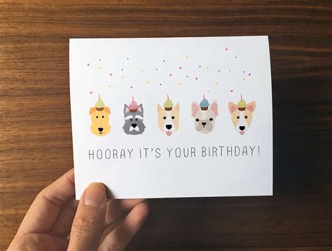 Dog Birthday Card Cute Birthday Card Dog Greeting Card Dog