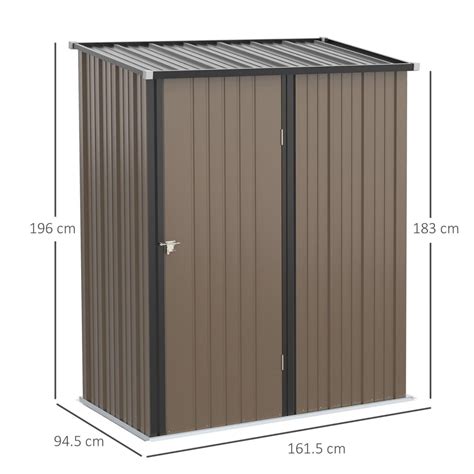 Outsunny 5ft X 3ft Metal Garden Storage Shed Brown → Shedmaster Uk