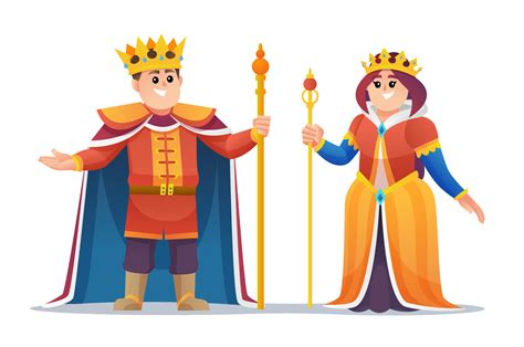 Cute King And Queen Cartoon Character Set 6607837 Vector Art At Vecteezy