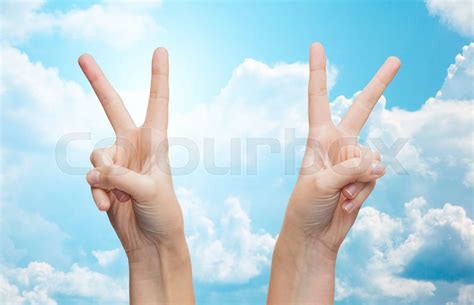 Woman Hands Showing Victory Or Peace Sign Stock Image Colourbox