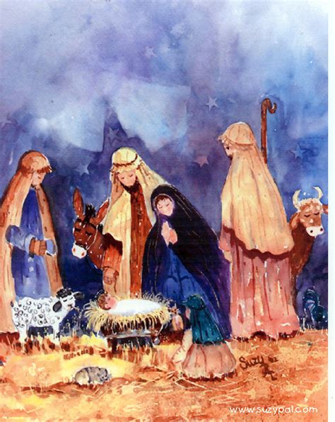 Nativity Painting By Suzy Pal Powell Contemporary Nativity Scene