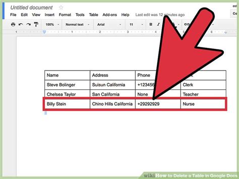 Adjust the place by dragging it from the starting point to the point you want to delete you can either click on delete or press on backspace to erase that piece of text. 4 Ways to Delete a Table in Google Docs - wikiHow