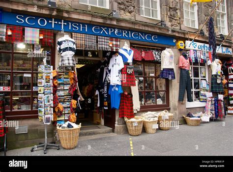 Souvenir Shop On The Royal Mile In Edinburgh Scotland Stock Photo