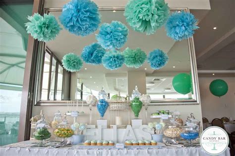 Decorating a christmas tree in 2021: Green and Blue Christening Candy Buffet at St George Motor ...