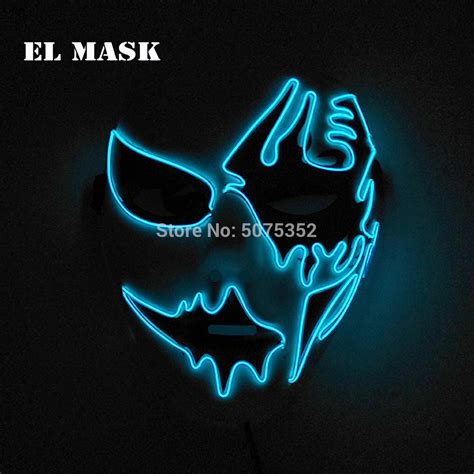 Horror Maska Luminous Glowing Neon El Mask Cosplay Led Mask