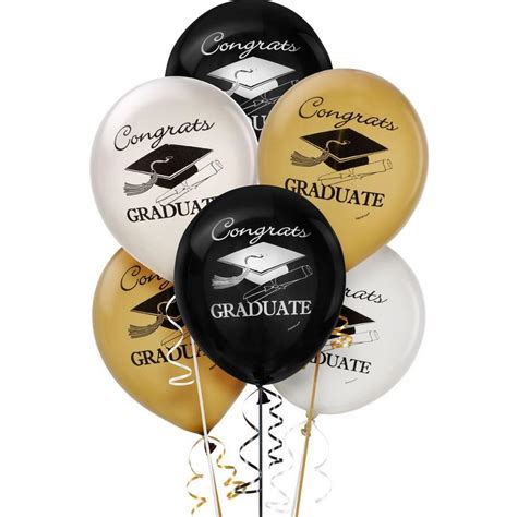 Black Gold And White Graduation Balloons 15ct Party City