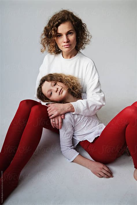 Mother And Daughter In Red Tights By Stocksy Contributor Yana Bulgakova Stocksy