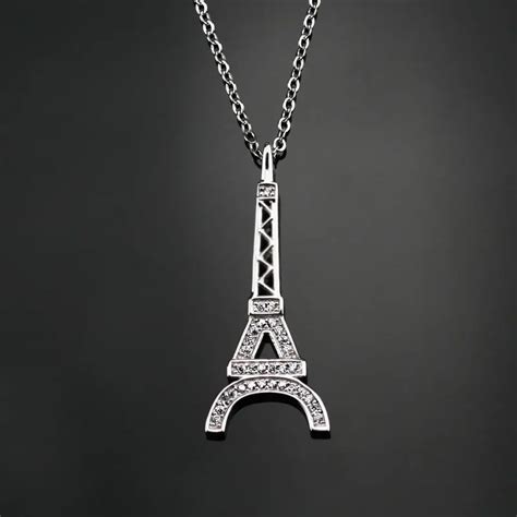 France Paris The Eiffel Tower Model 925 Sterling Silver Necklaces Pendant Statement For Women
