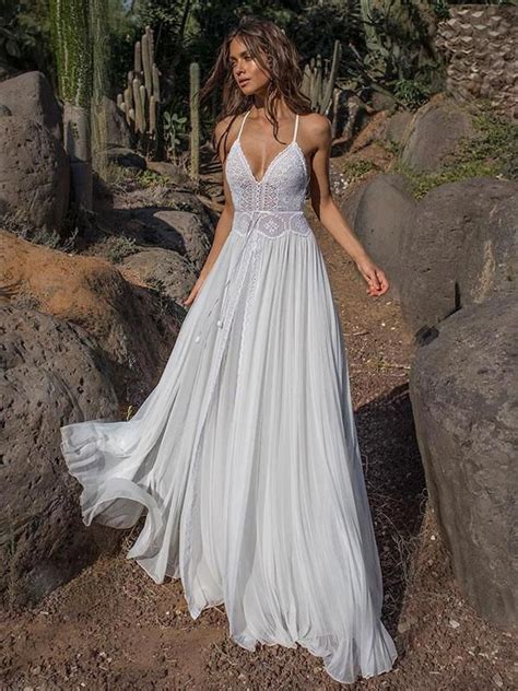 Top 60 most popular wedding dresses 2019. Lace V-neck Flared Backless Two Pieces Maxi Dress ...