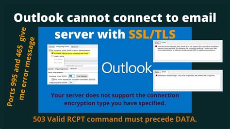 Outlook Cannot Connect To Email Server With Ssl Tls Youtube