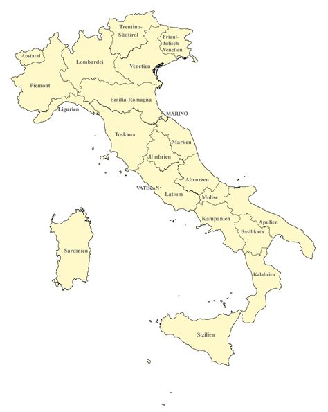 Italien Karte Mit Regionen Landkarten Mit Provinzen
