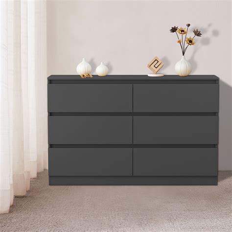 Dark Grey 2 3 4 5 6 Drawer Chest Of Drawers Bedside Cabinet Nightstand