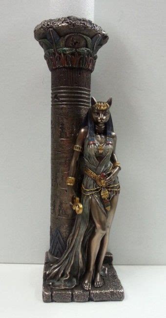 Bast Statues Bastet Egyptian Cat Goddess Also Sistrum Candleholder And Incense Egyptian