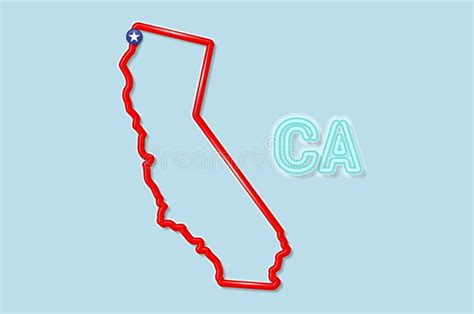 California Us State Bold Outline Map Vector Illustration Stock Vector