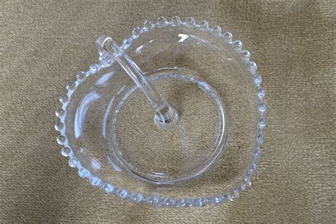 Vintage Imperial Candlewick Glass Heart Shaped Dish With A Etsy
