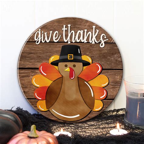 Thanksgiving Turkey Door Hanger Turkey Give Thanks Door Sign Etsy